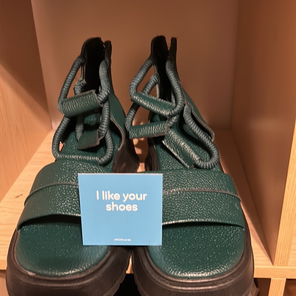 European Shoes Green Faux Leather